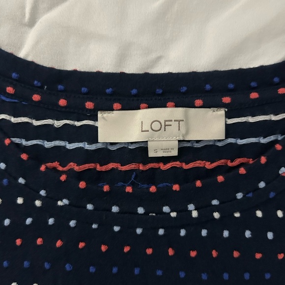 LOFT Blue and White Ruffled Midi Dress - Picture 2 of 2